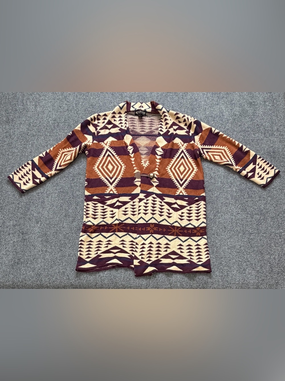 Olive & Oak Womens XL Southwestern Aztec Duster Cardigan Boho Open Front